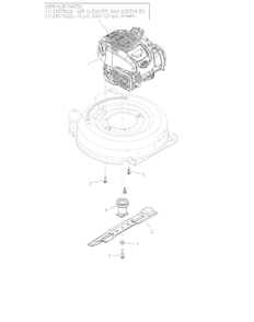 Engine And Blade Diagram and Parts List for 911608 032000 + Ariens Lawn Mower