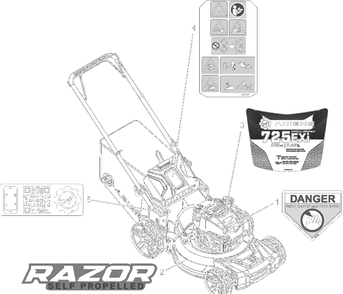 Decals Diagram and Parts List for 911608 032000 + Ariens Lawn Mower