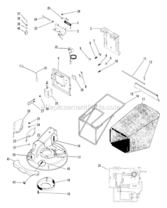 Mower_Pan_Battery_And_Bag Diagram and Parts List for 911016-000101 LM21S Ariens Lawn Mower