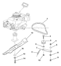 Blade & Belt Diagram and Parts List for 911086 000101 Ariens Lawn Mower