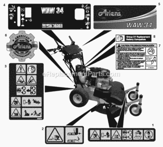 Page D Diagram and Parts List for 911413 013000 Ariens Lawn Mower