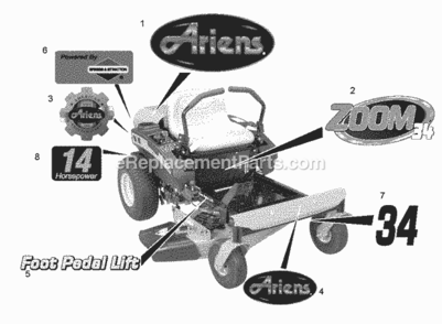 Page C Diagram and Parts List for 915157 000101-009999 Ariens Lawn Tractor