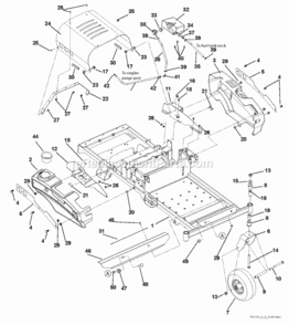 Page F Diagram and Parts List for 915157 000101-009999 Ariens Lawn Tractor