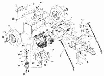 Frame_Engine_And_Pump Diagram and Parts List for 917011 000101- Ariens Log Splitter