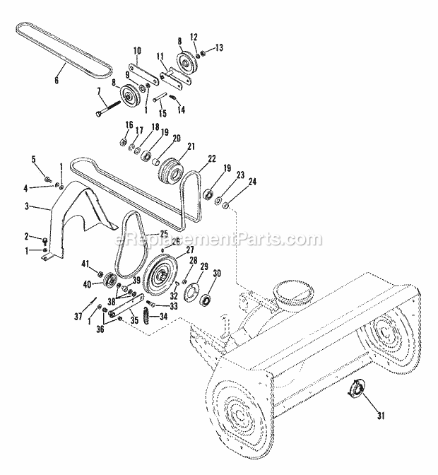 Sno-Thro Belt Drive Diagram and Parts List for 835006 000101 Ariens Lawn Tractor