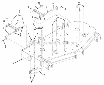 Part Location Diagram of 09238900 Ariens Weldment, Mower Mounting Pin