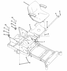 Seat Diagram and Parts List for 991056 000101- Ariens Lawn Tractor