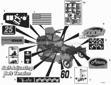 Part Location Diagram of 07800026 Ariens Decal, 52 (065)