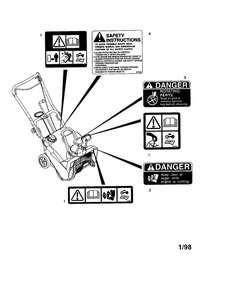 Decals 1 Diagram and Parts List for 938305-000325  Ariens Snow Blower