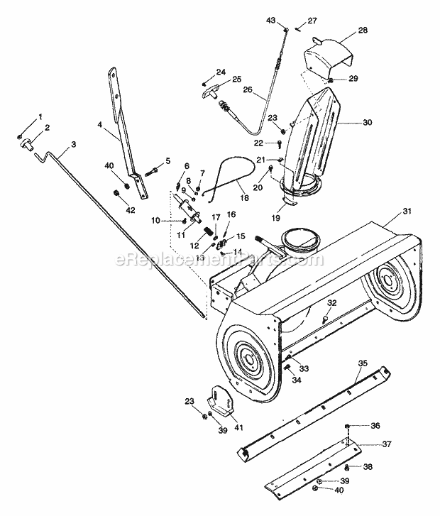 Sno-Thro Controls Diagram and Parts List for 834018 000101 Ariens Lawn Tractor