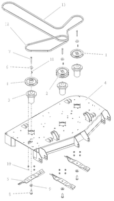 Deck, Belts, Blades And Spindles - 48-Inch Diagram and Parts List for 991296 100000 + Ariens Lawn Tractor
