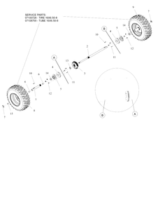 Wheels And Axle - 32" Diagram and Parts List for 926092 000101 & Above Ariens Snow Blower