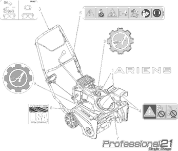 Decals Diagram and Parts List for 938029  Ariens Snow Blower