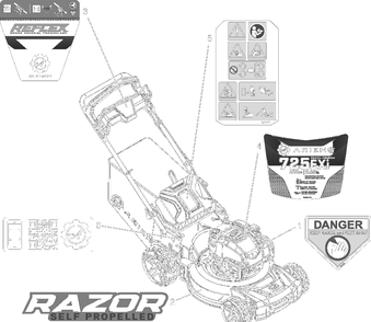 Decals Diagram and Parts List for 911609 000101 - 024999 Ariens Lawn Mower
