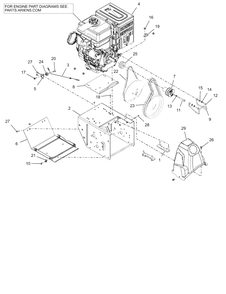 Engine, Frame And Belt Drive Diagram and Parts List for 926093 000101 & Above Ariens Snow Blower