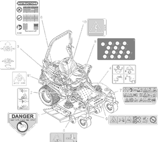 Decals - Safety - Sd Diagram and Parts List for 997311 001500 - 001999 Ariens Lawn Tractor
