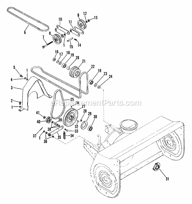 Sno-Thro Belt Drive Diagram and Parts List for 834006 000101 Ariens Lawn Tractor