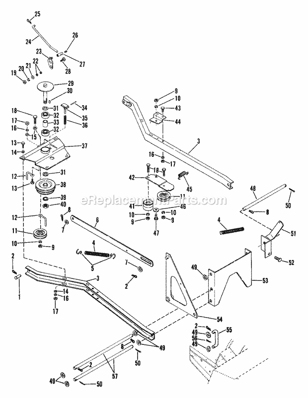 Sno-Thro Pto And Carriage Diagram and Parts List for 835006 000101 Ariens Lawn Tractor