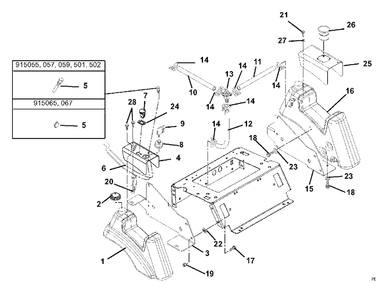 Fuel Tank Diagram and Parts List for 915067 (010000 & Above)(1740) Ariens Lawn Tractor