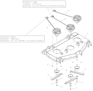 Deck, Blades And Spindle Motors - 48-Inch - Rd Diagram and Parts List for 998304 001000 + Ariens Lawn Tractor