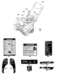 Decals Group Diagram and Parts List for 938022 (1696306-00)(2012) Ariens Snow Blower
