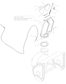 Discharge Chute Diagram and Parts List for 921070  Ariens Snow Blower