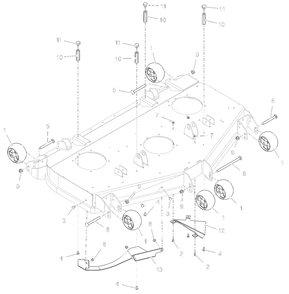 Anti- Scalp Wheels And Baffles - 52-Inch - Rd Diagram and Parts List for 998305 000101 - 000499 Ariens Lawn Tractor