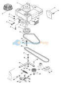 Engine And Belts Diagram and Parts List for 927051 000101 Ariens Lawn Tractor