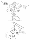 Engine And Belts Diagram and Parts List for 927050 000101 Ariens Lawn Tractor