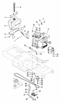 Engine And Belt Drive Diagram and Parts List for 935029 000101 Ariens Lawn Tractor