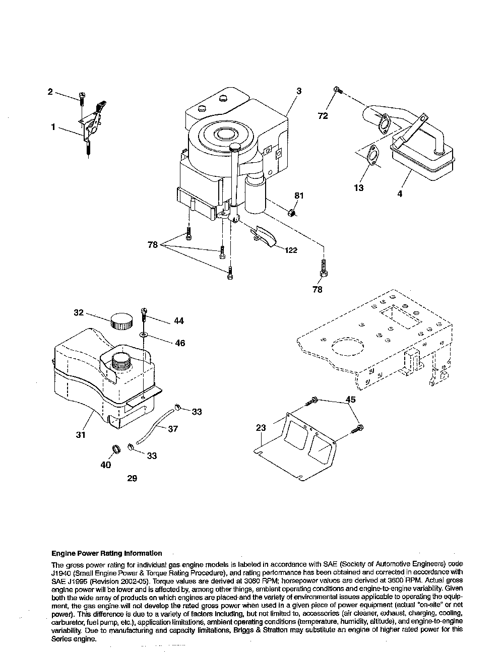 Engine Diagram and Parts List for A175BG42 96016002102 Ariens Lawn Tractor