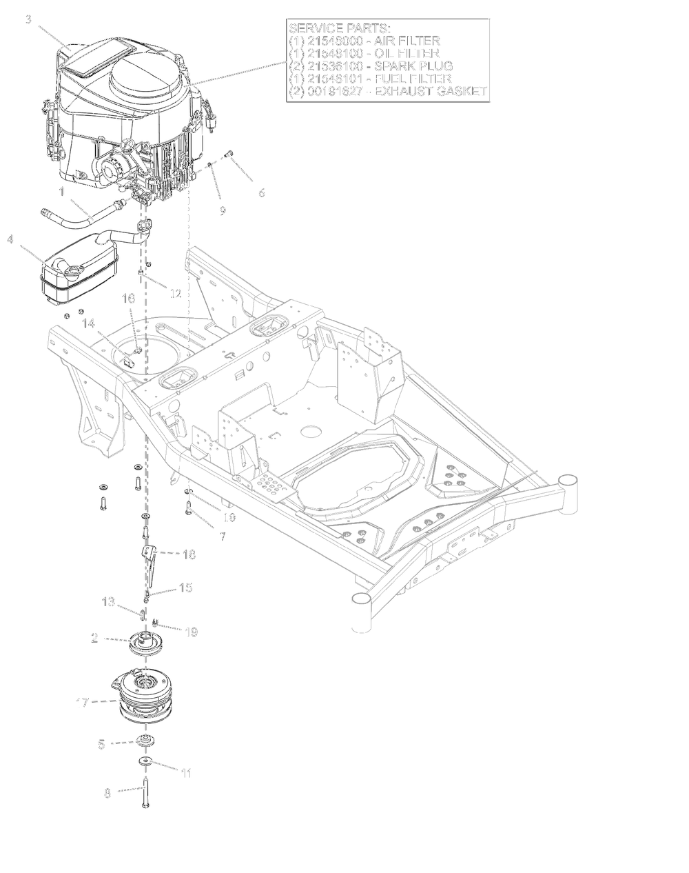 Engine - Kawasaki Fr691 Diagram and Parts List for 918028 030000 + Ariens Lawn Tractor