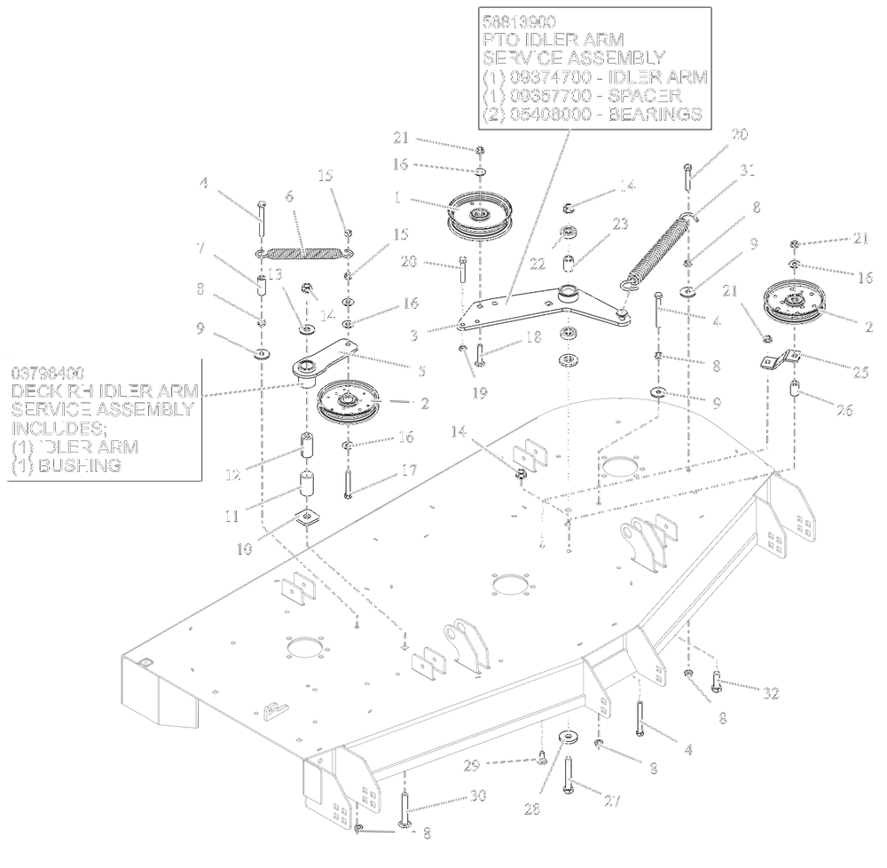 Idlers And Sheaves Diagram and Parts List for 991590 095000 + Ariens Lawn Tractor
