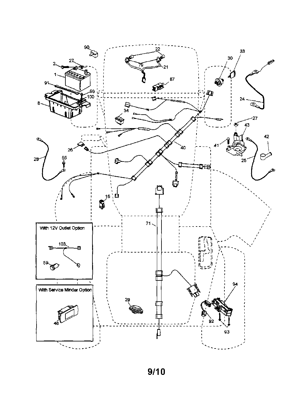 Electrical Diagram and Parts List for 93604200  Ariens Lawn Tractor
