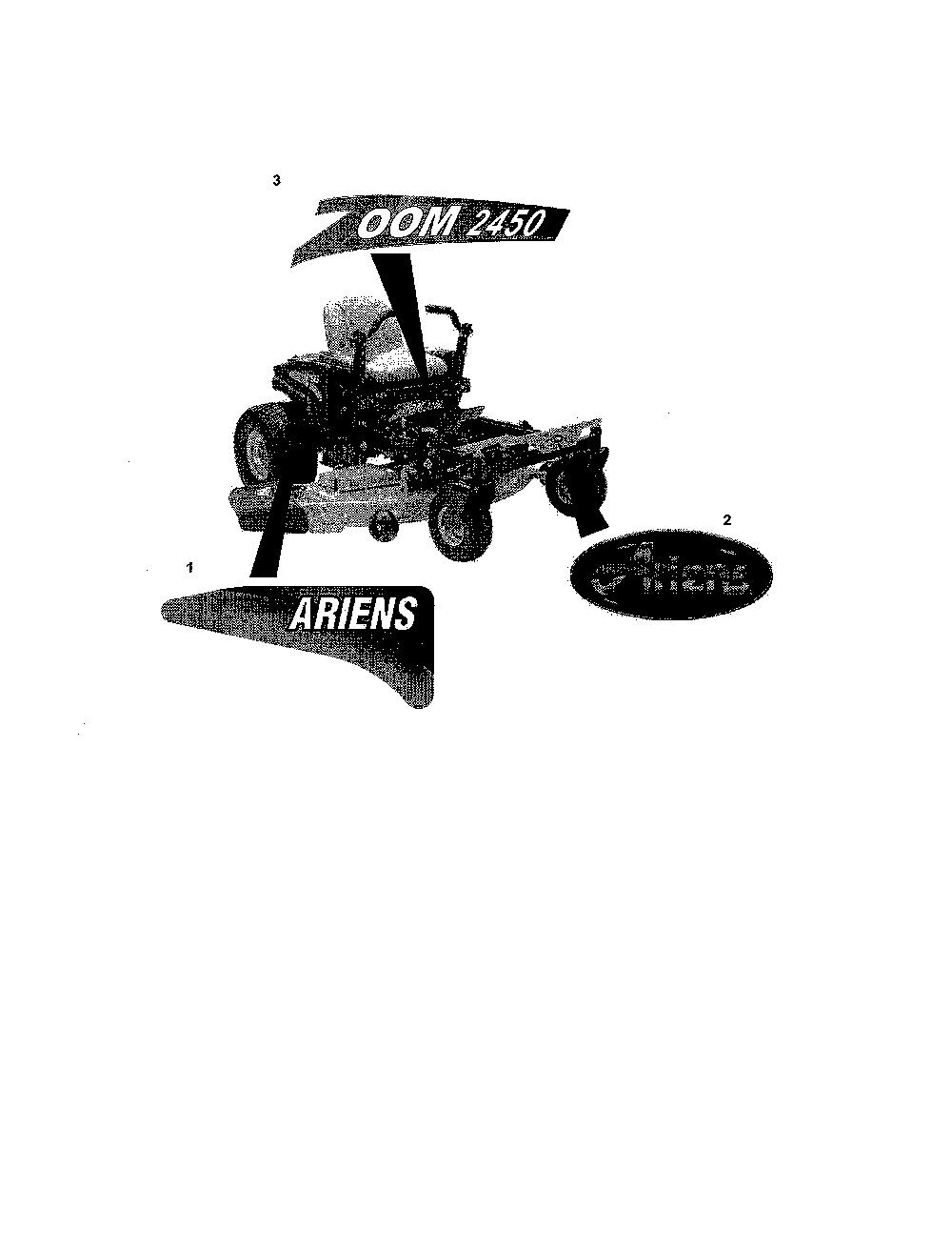 Decals-style Diagram and Parts List for 91510100  Ariens Lawn Mower