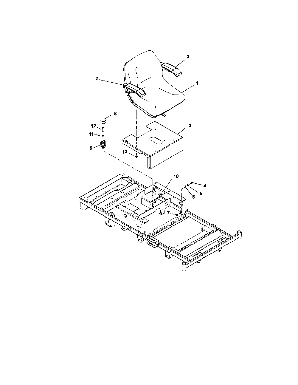 Seat & seat support Diagram and Parts List for 91514900  Ariens Lawn Mower