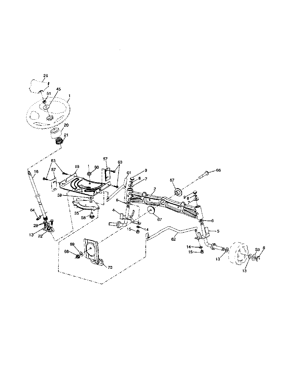 Steering Diagram and Parts List for A2346YT 96046001900 Ariens Lawn Tractor