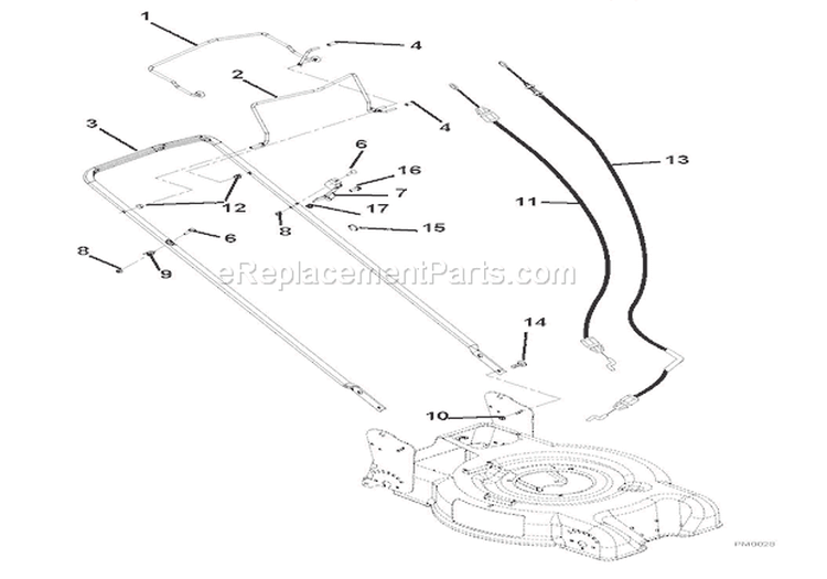 Handlebar And Controls Diagram and Parts List for 911152 000101 Ariens Lawn Mower