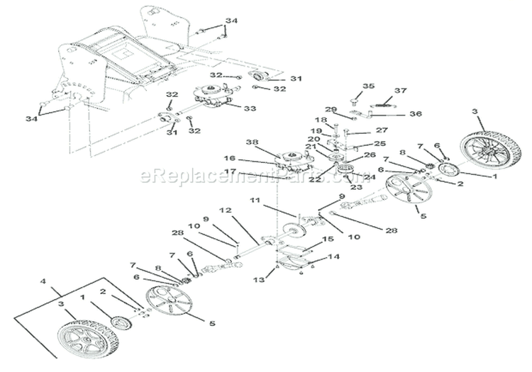 Transmission And Height Of Cut Diagram and Parts List for 911342 000101 Ariens Lawn Mower