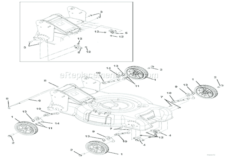 Wheels And Height Of Cut Diagram and Parts List for 911342 000101 Ariens Lawn Mower