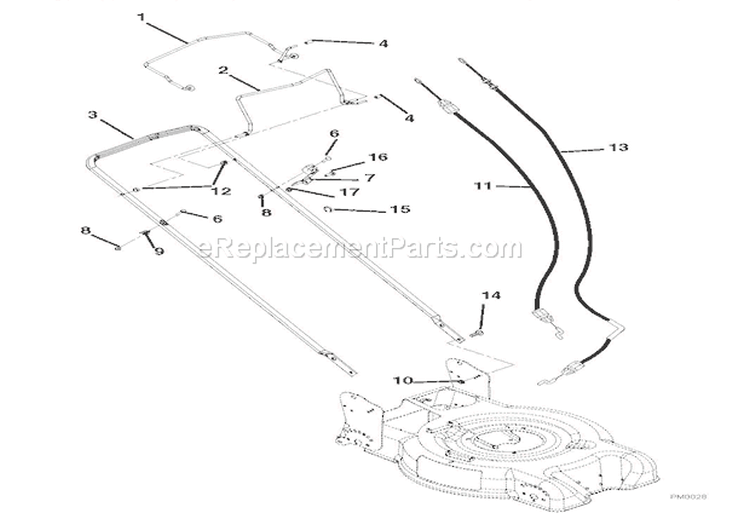 Handlebar And Controls Diagram and Parts List for 911156 000101 Ariens Lawn Mower