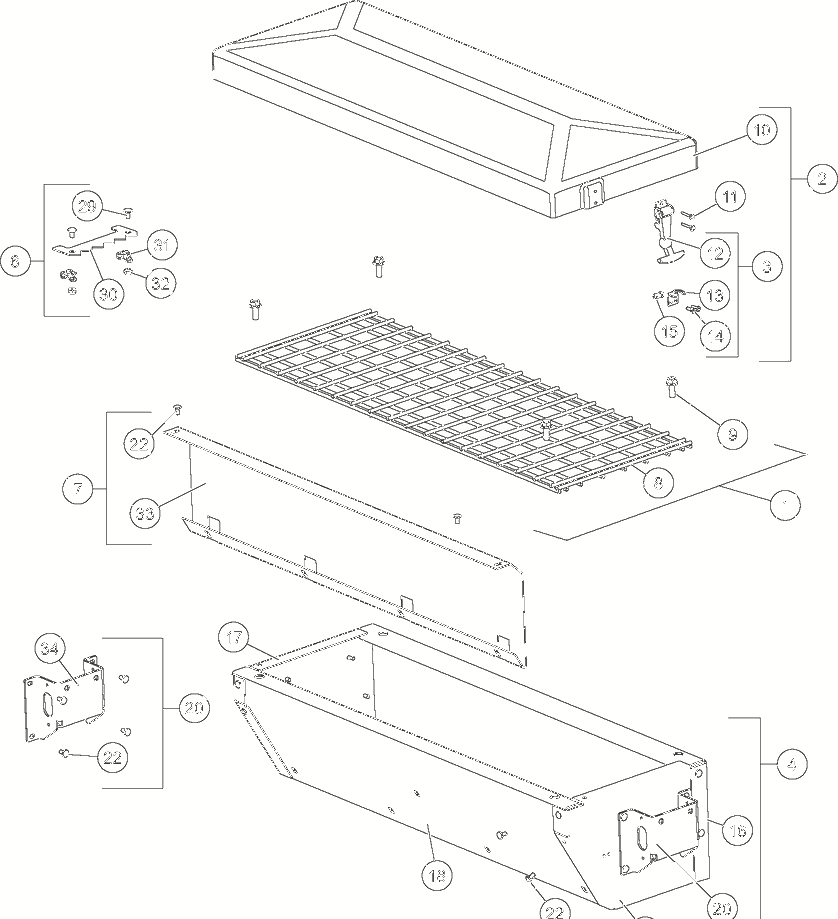 Hopper And Frame Assembly Diagram and Parts List for 851006 000101 Ariens Lawn Tractor Accessories