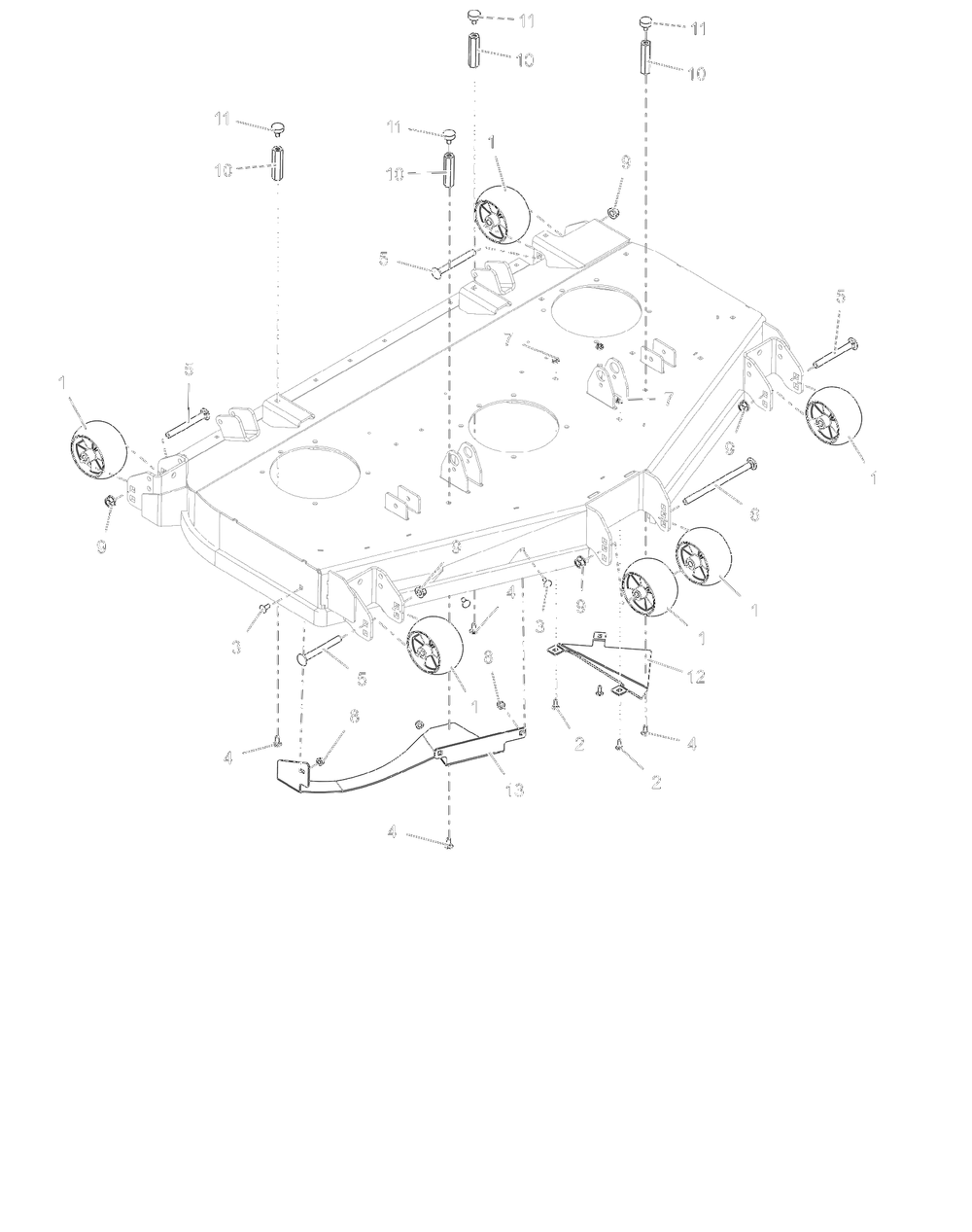 Anti-Scalp Wheels And Baffles - 52-Inch - Rd Diagram and Parts List for 998305 001000 + Ariens Lawn Tractor