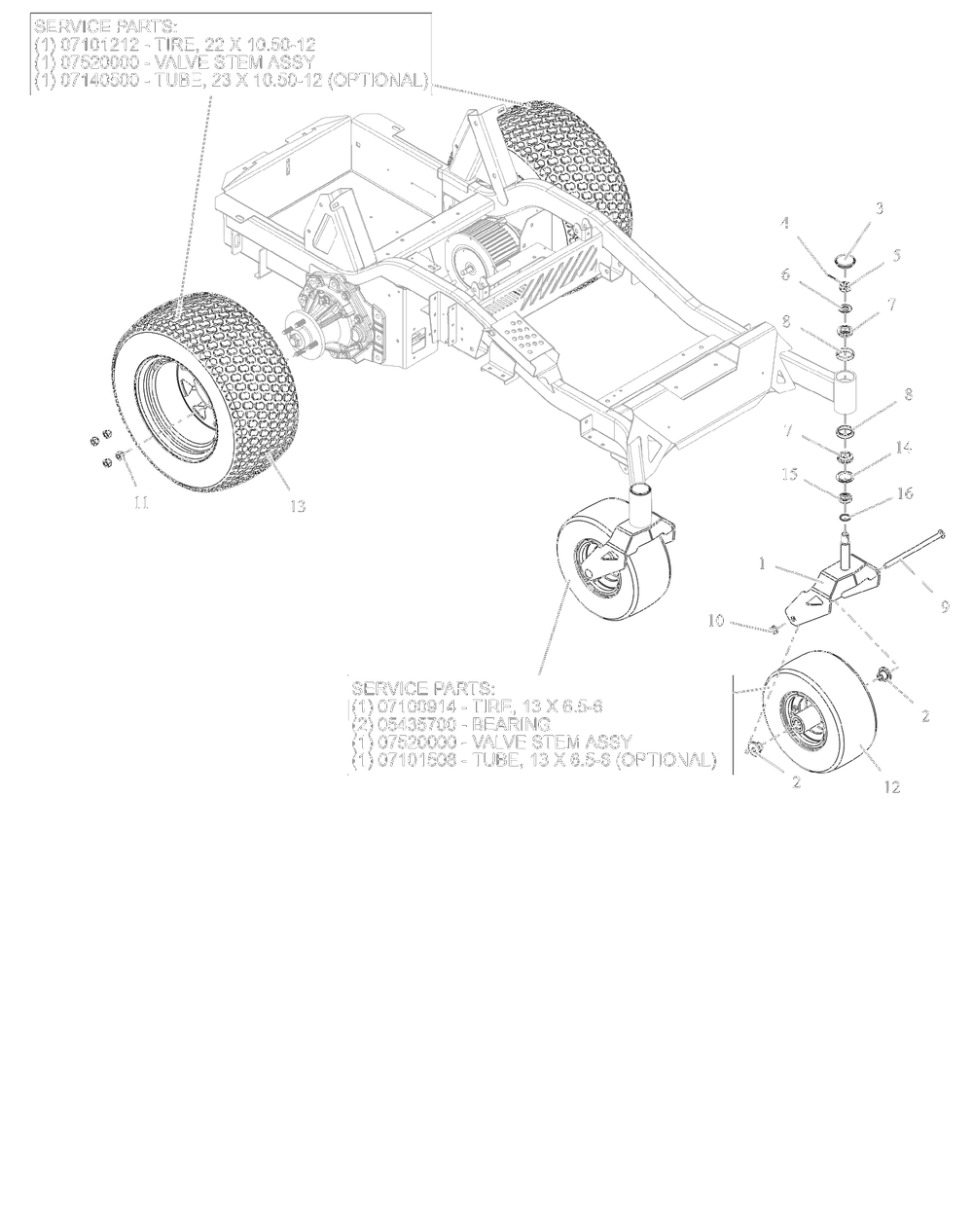 Wheels - 52-Inch Diagram and Parts List for 997313 001500 - 001999 Ariens Lawn Tractor