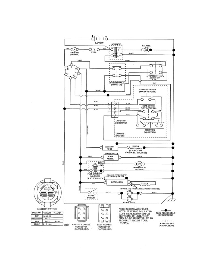 Schematic Diagram Diagram and Parts List for 96046000100  Ariens Lawn Tractor