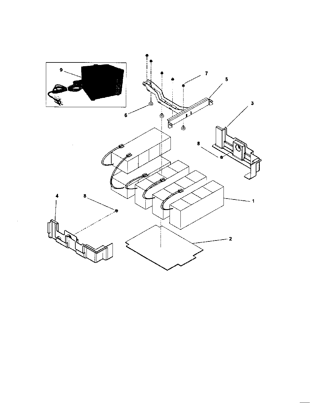 Batteries/charger/guards/clamp Diagram and Parts List for 91600200  Ariens Lawn Mower