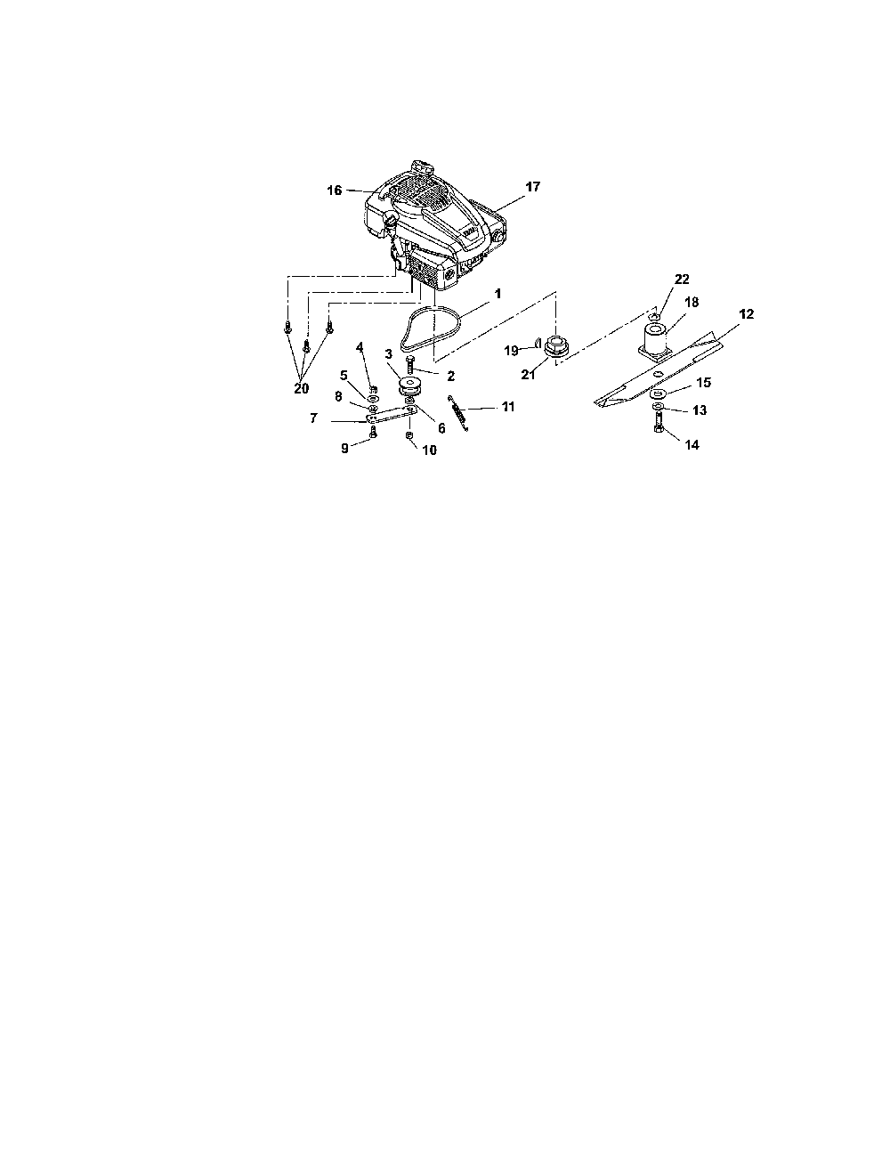 Engine/blade/belt Diagram and Parts List for 91116000 101-1137 Ariens Lawn Mower