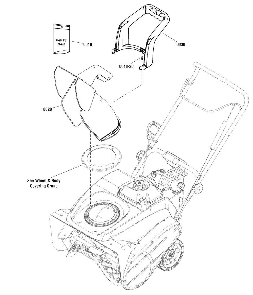Chute Group - Manual Diagram and Parts List for 938022 (1696306-00)(2012) Ariens Snow Blower