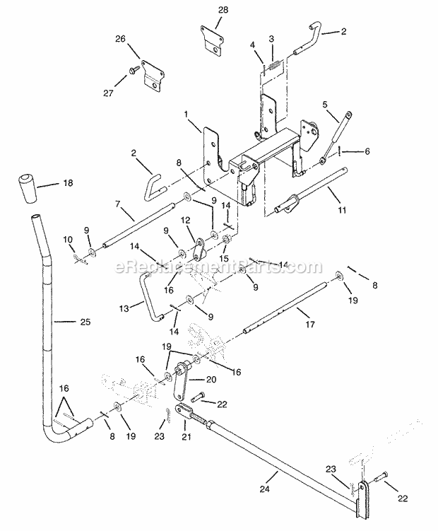 Linkage Diagram and Parts List for 834033 000101 Ariens Lawn Tractor