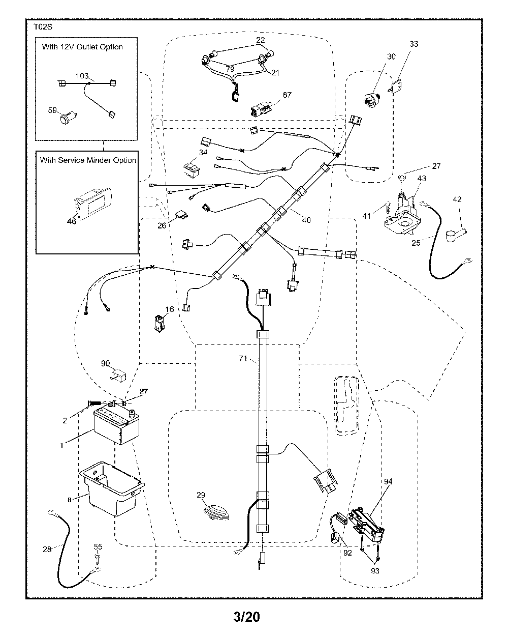 Electrical Diagram and Parts List for A21A42-96046005400  Ariens Lawn Tractor